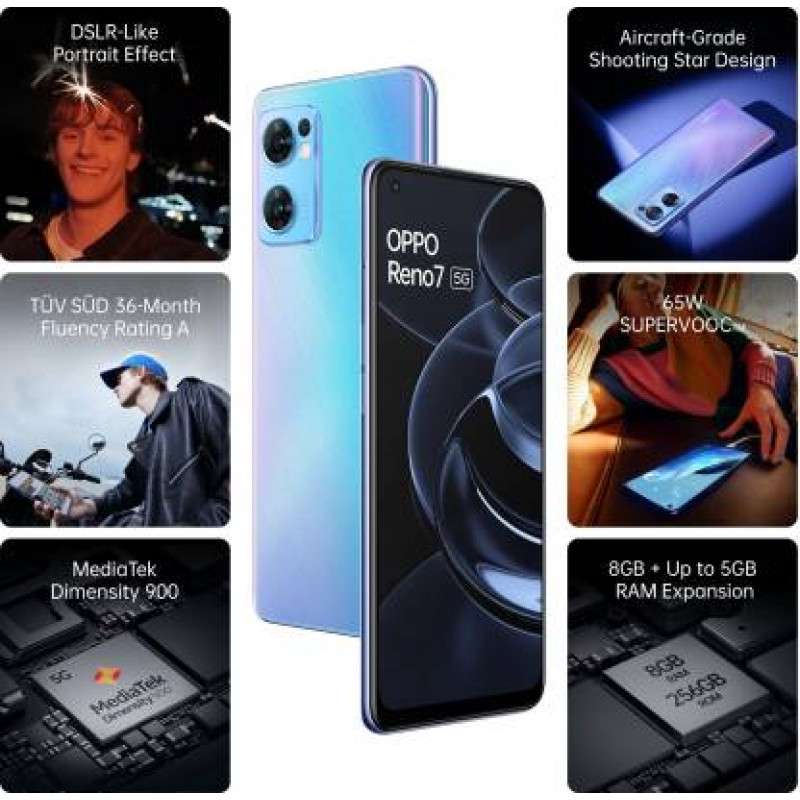 OPPO Reno 7 Dual SIM 8GB RAM 256GB 5G Startrails Blue