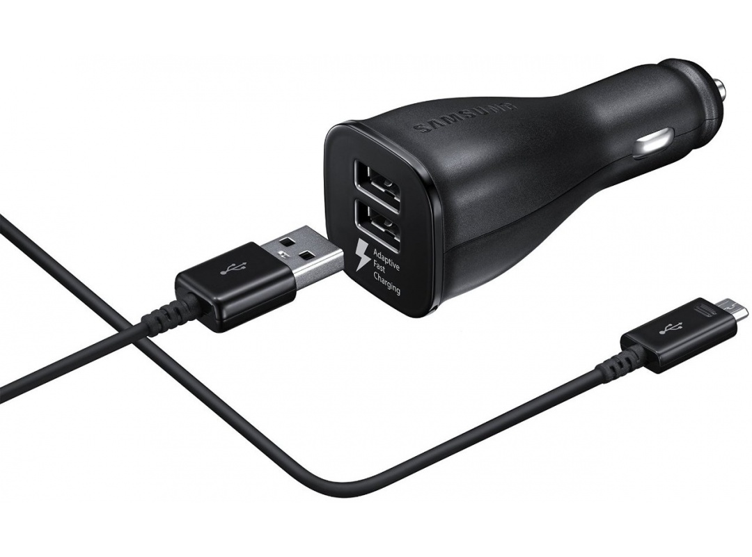 Samsung Car Charger 15 W with Dual USB Port and Micro Cable - Black (EP-LN920BBSGBR)