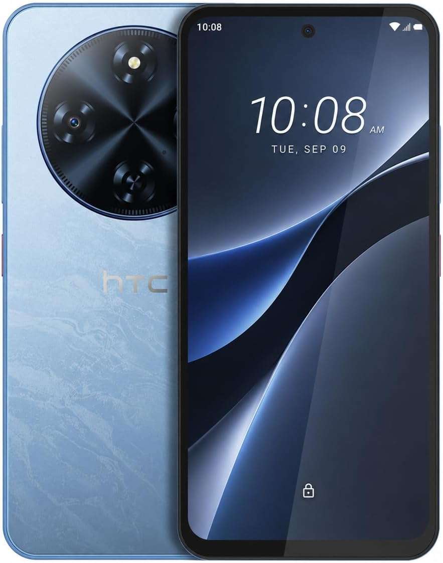 HTC Wildfire E5 Elite 4G Dual SIM Smartphone, 18GB RAM (6GB+12GB Extended RAM), 256GB Storage, Light Blue