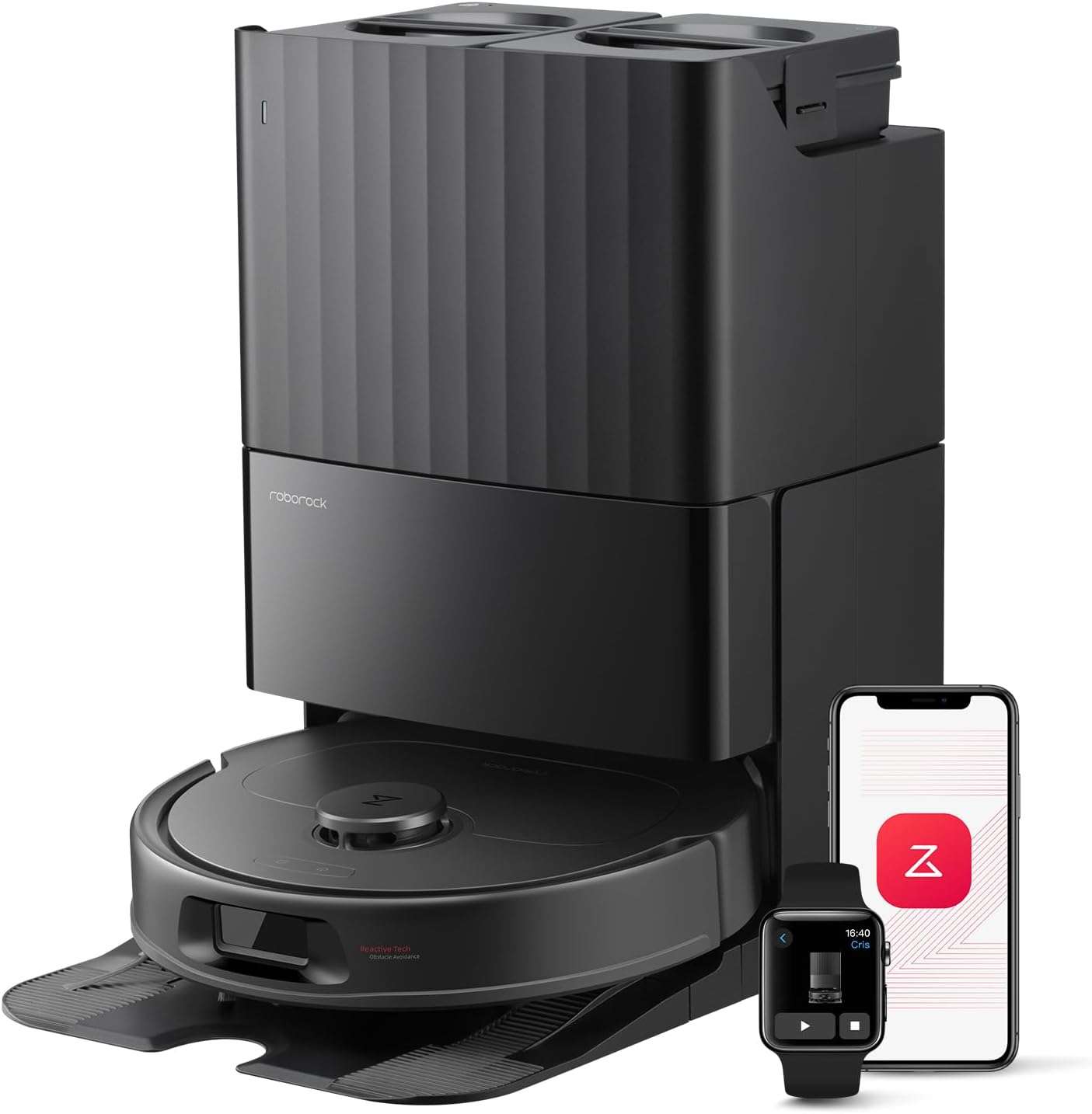 Roborock QR 798 Robot Vacuum Cleaner with Mop – 10,000Pa HyperForce Suction, Anti-Tangle Brushes, Liftable Spin Mops, Smart Cleaning Robot Black