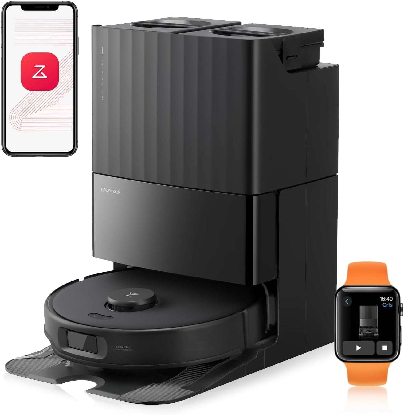 Roborock Qrevo C Pro Robot Vacuum and Mop – 18,500Pa Suction, Dual Zero-Tangling System, FlexiArm Side Brush, Self-Emptying Smart Cleaning Robot Black