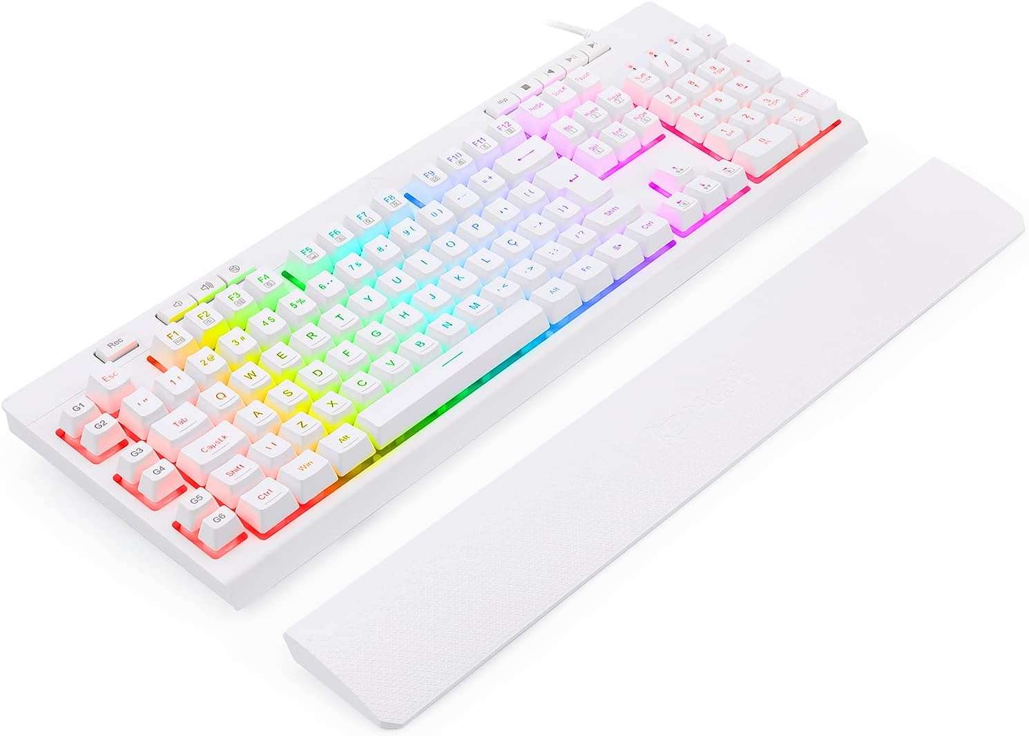 Redragon Shiva RGB K512W-RGB ABNT2 Gaming Membrane Keyboard Lunar White