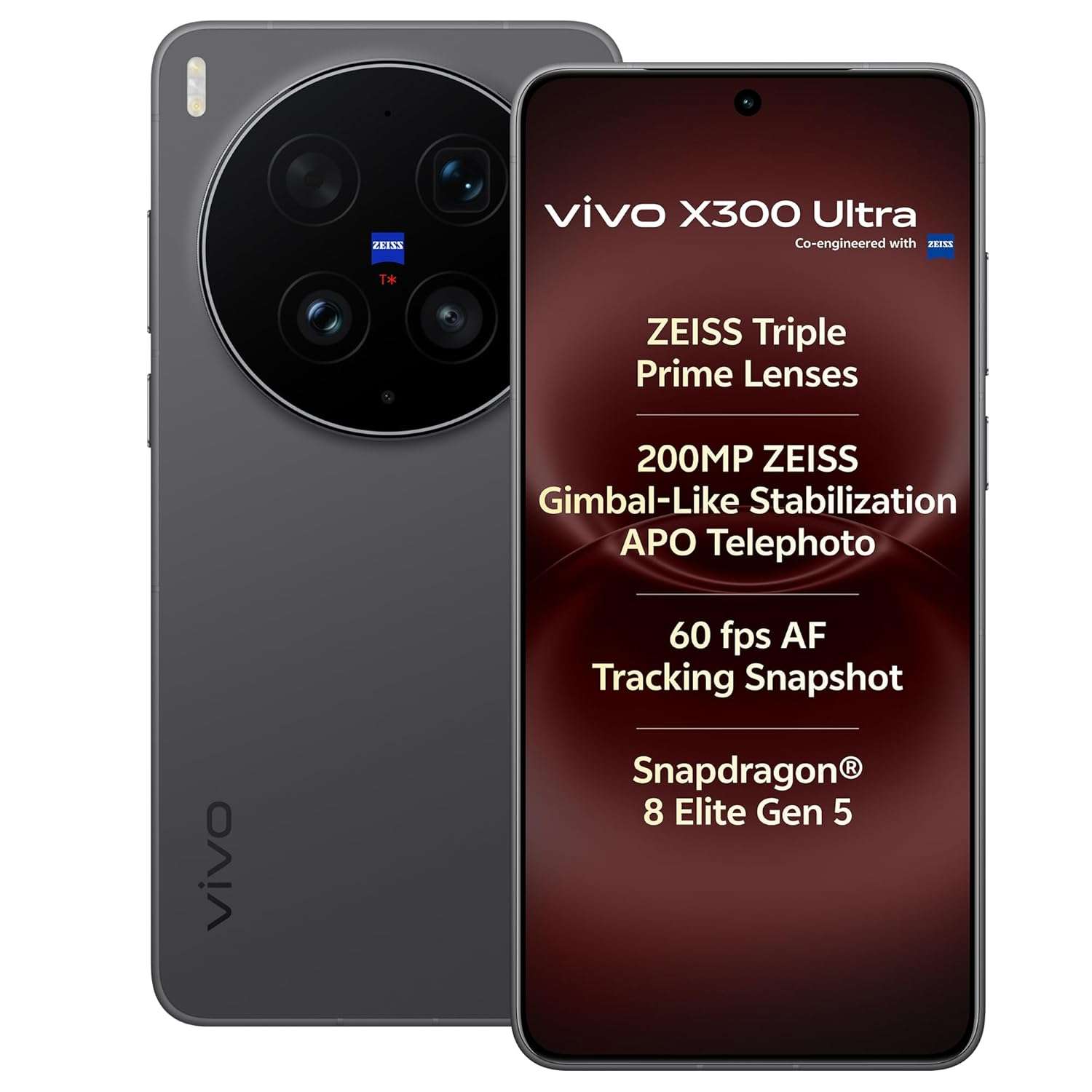 Vivo X300 Ultra 5G Black Dual SIM 16GB RAM 512GB – 200MP ZEISS Camera, 2K AMOLED Display, Snapdragon 8 Elite Gen 5, 6600mAh Battery, IP69