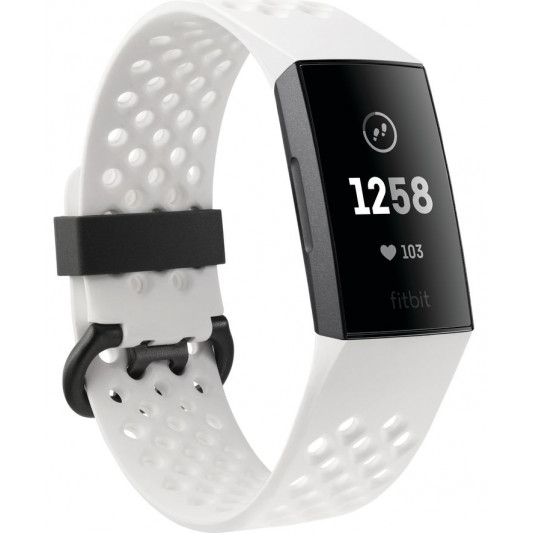 Fitbit Charge 3 Fitness Wristband with Heart Rate Tracker S.E. - Gunmetal/White (FB410GMWT)