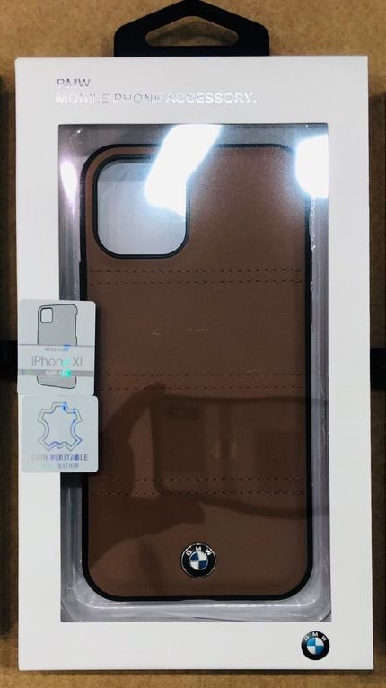 Bmw Leather Hard Case With Horizontal Lines Apple Iphone 11 Pro Max Caramel