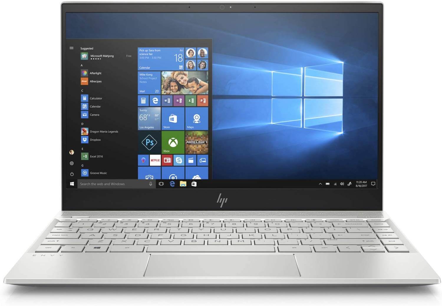 HP Envy 13-ah1001ne Notebook Laptop With 13.3-Inch Display, Core i7 Processor/8GB/256GB SDD/Intel UHD Graphics 620 With English/Arabic Keyboard Silver