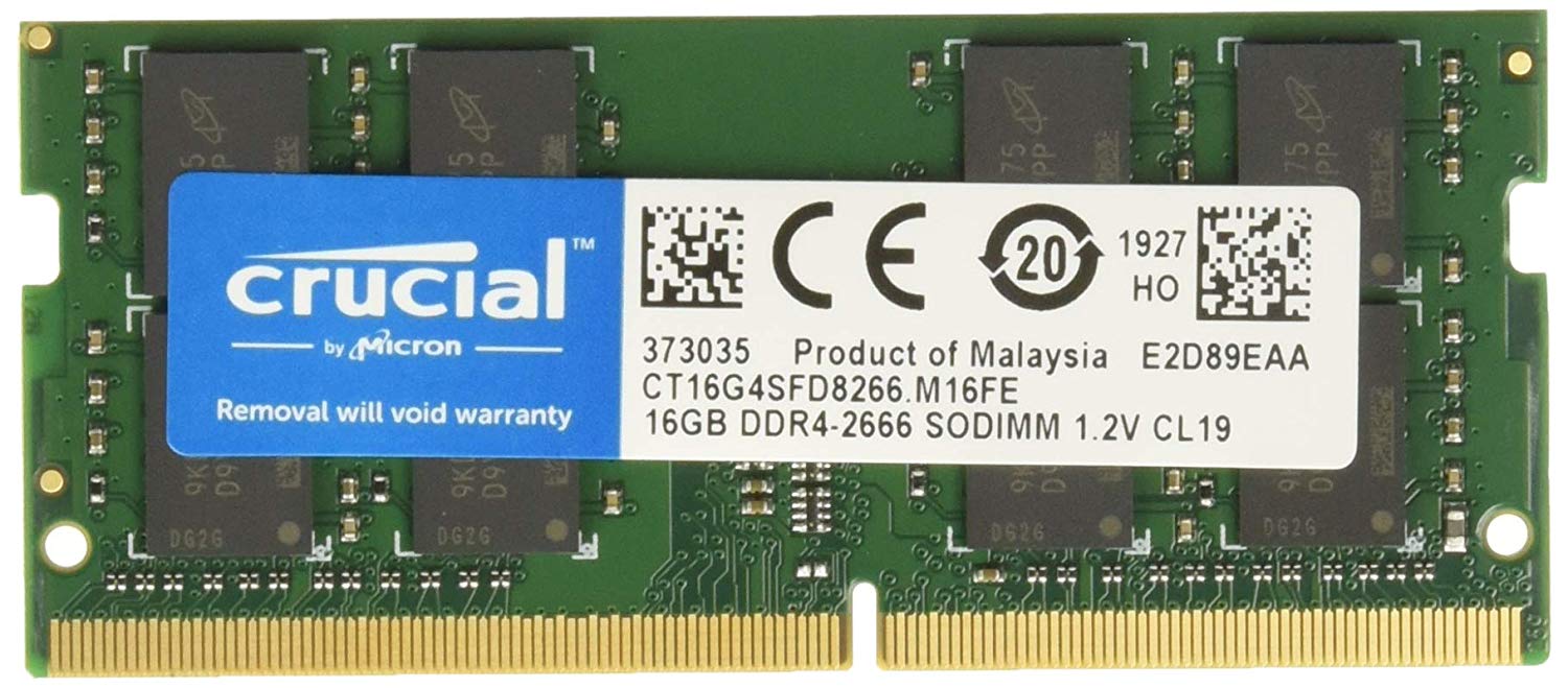 Crucial 16GB DDR4 SO-DIMM 2666MHz CL19 PC4-21300 1.2V - CT16G4SFD8266