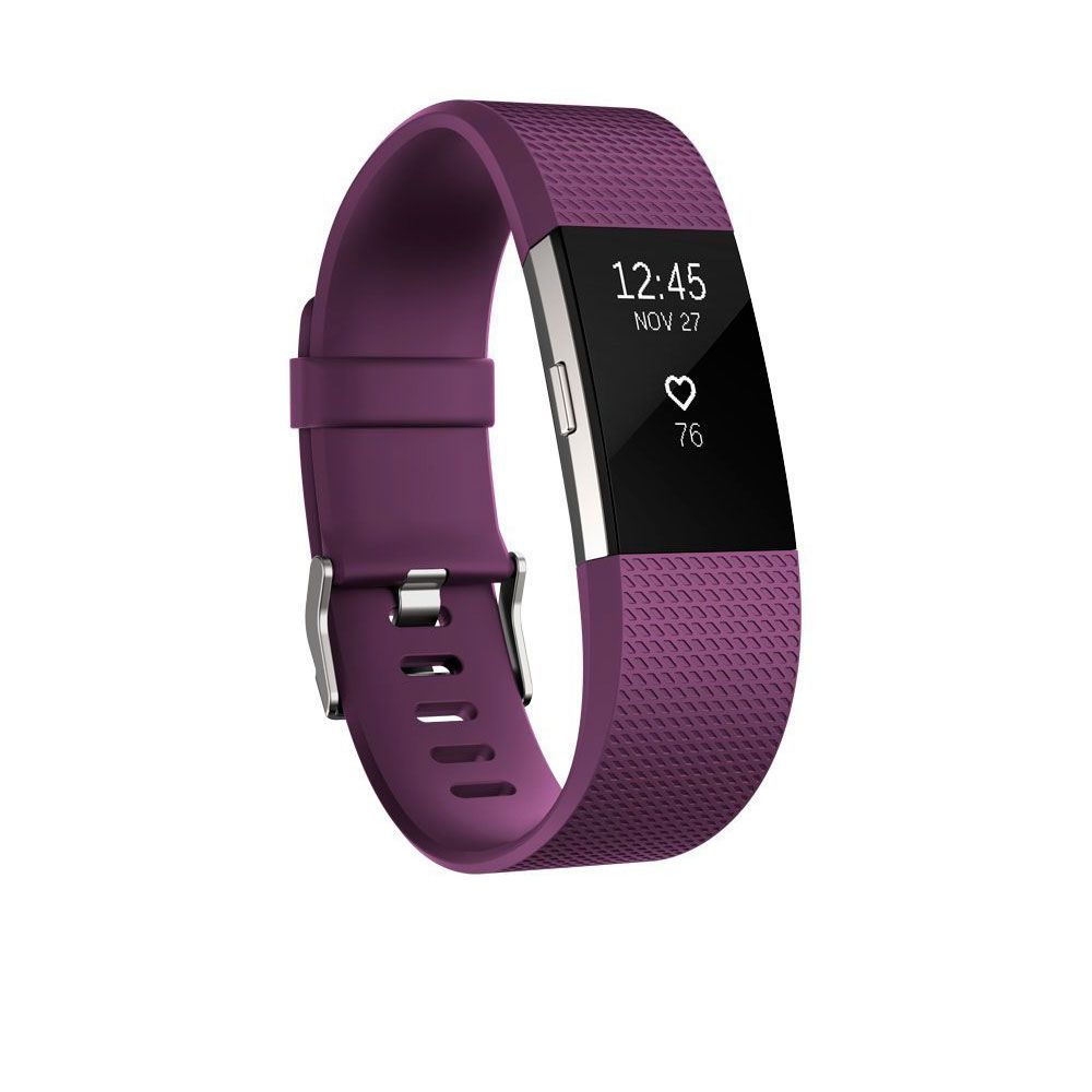 Fitbit Charge 2 Fitness Wristband with Heart Rate Tracker - Plum/Silver ( S ) (FB407SPMS)