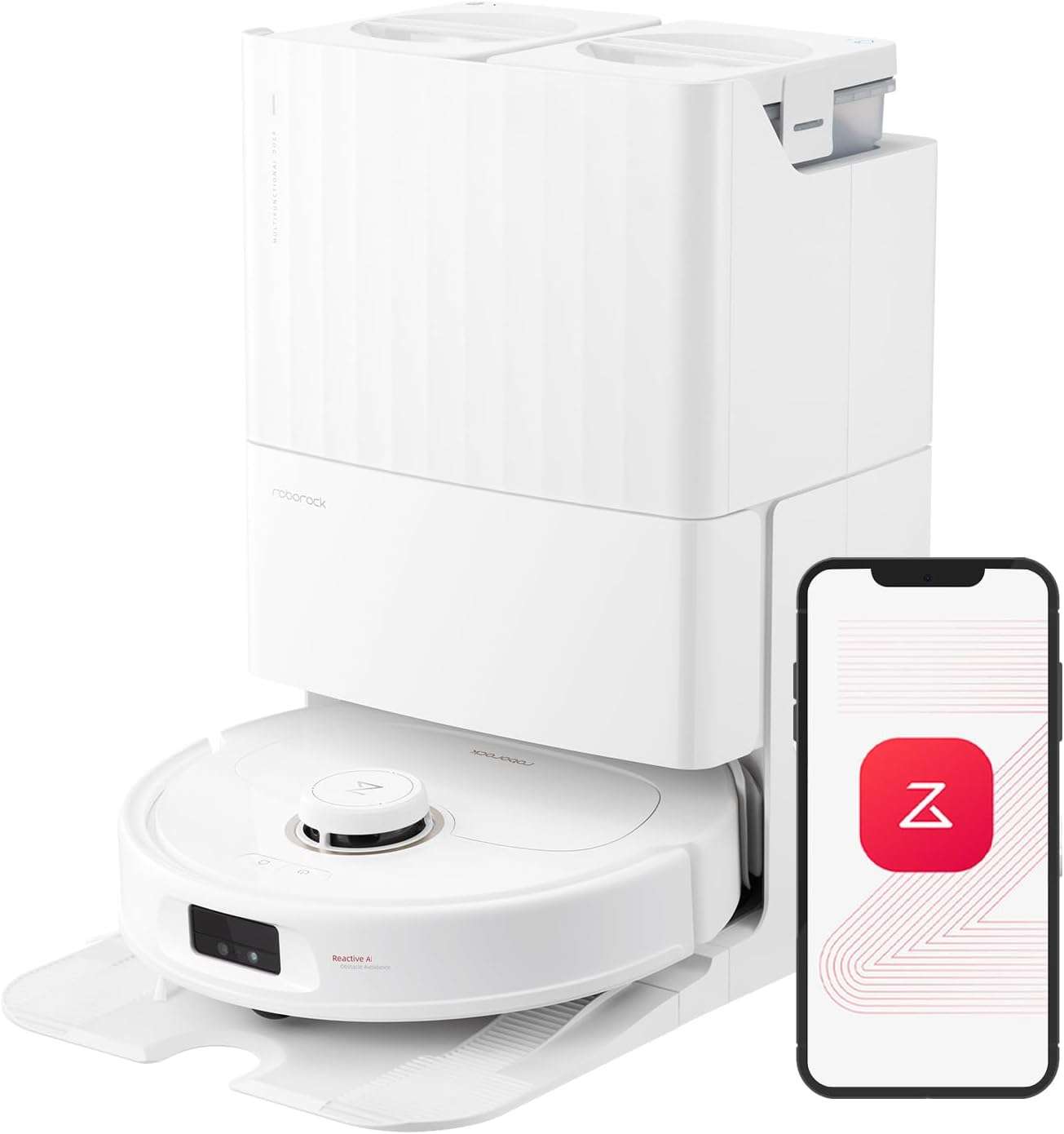 Roborock Qrevo MaxV Robot Vacuum and Mop, FlexiArm Design, Hot Water Re ...