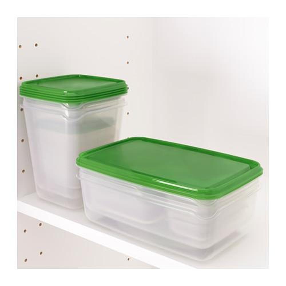 PRUTA Food container, set of 17, transparent, green