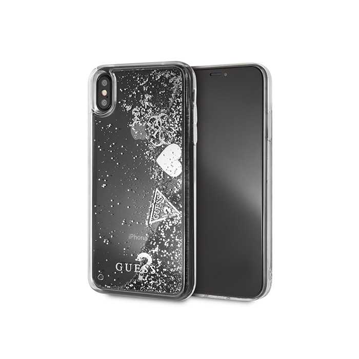 Åben Forbigående provokere Guess &quot;Hearts&quot; Glitter Hard Case for iPhone Xs Max - Silver